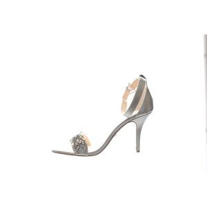 Betsey Johnson Womens Sb-Gina-751 Silver Ankle Strap Heels Size 9.5 Medium (B,